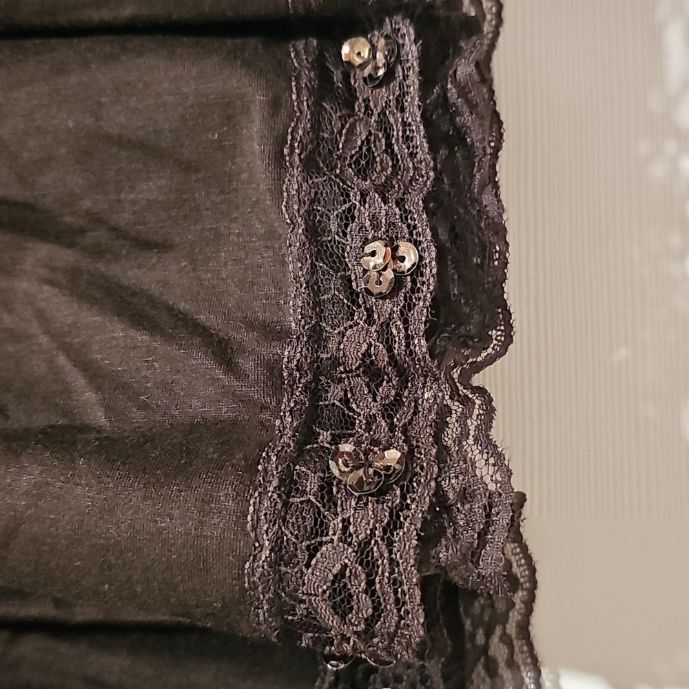 GNW Brown Tiered Maxi Skirt Lace Hem Size Small - Picture 3 of 4